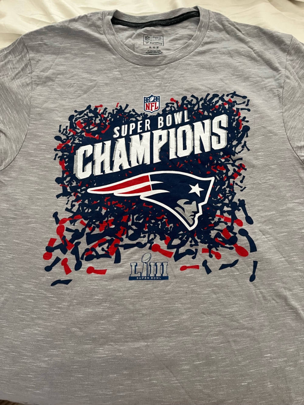 Fanatics Gray New England Patriots Champions T-Shirt with Navy & Red Knit Beanie - Picture 2 of 7